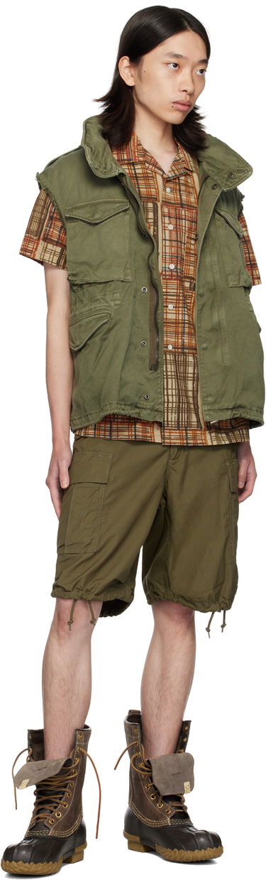 Košeľa BEAMS BEAMS PLUS Block Print Short Sleeve Shirt Hnedá | 3801-0108-139, 3