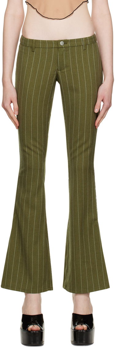 Nohavice Miaou Miaou Thea Pinstripe Flare Trousers Zelené | 1029SWBOVP, 0