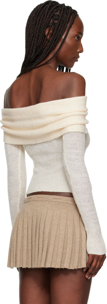 Sveter GUIZIO Marlowe Off-shoulder Knitted Long-Sleeve Top Biela | H25606S048, 2