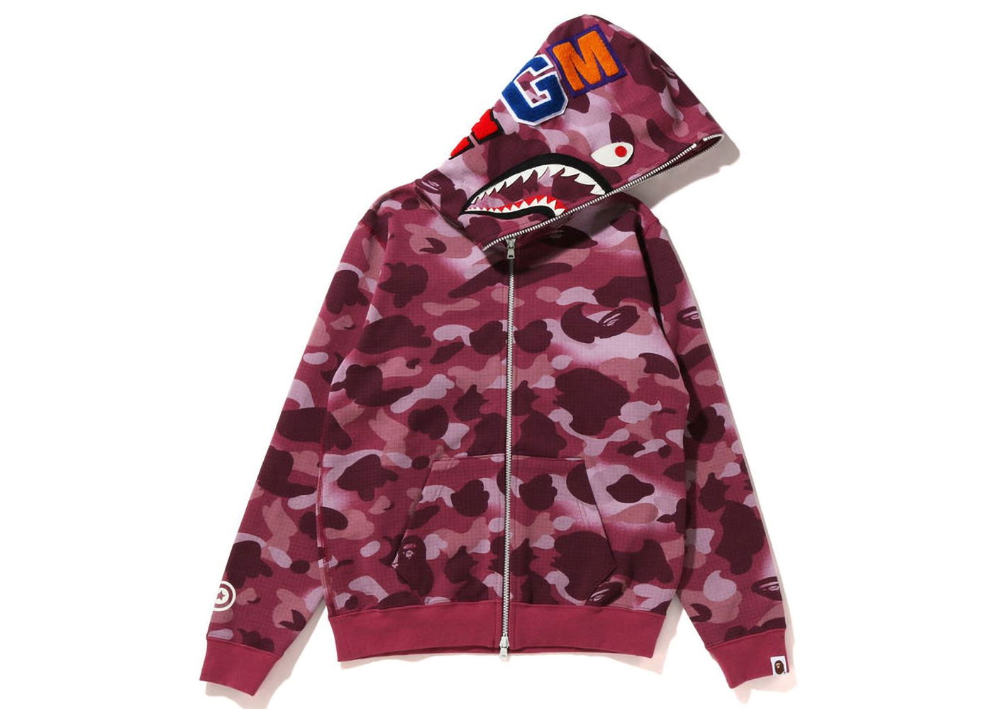 Mikina BAPE GRID Camo Shark Full Zip Hoodie Vínová | 1I80-215-007, 0