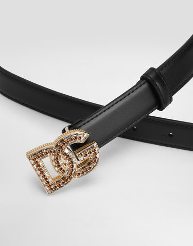 Opasok Dolce & Gabbana Calfskin Belt With Dg Logo 65 Čierna | BE1682AW57680999, 2