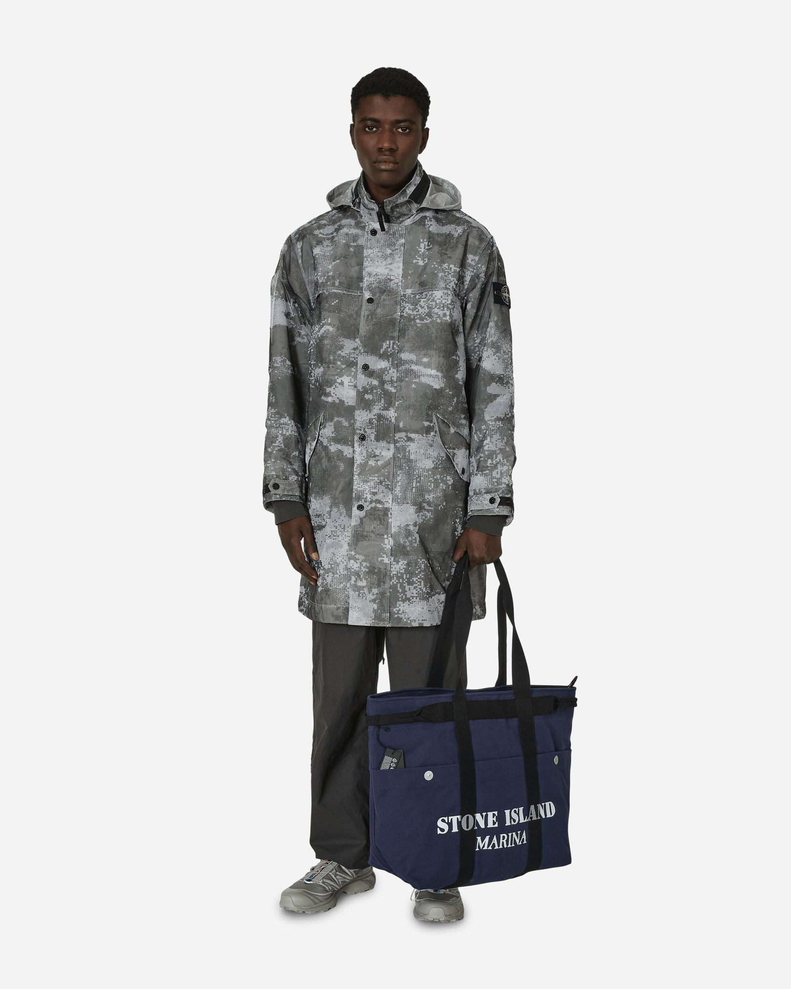 Dissolving Grid Camo Mesh Nylon Coat