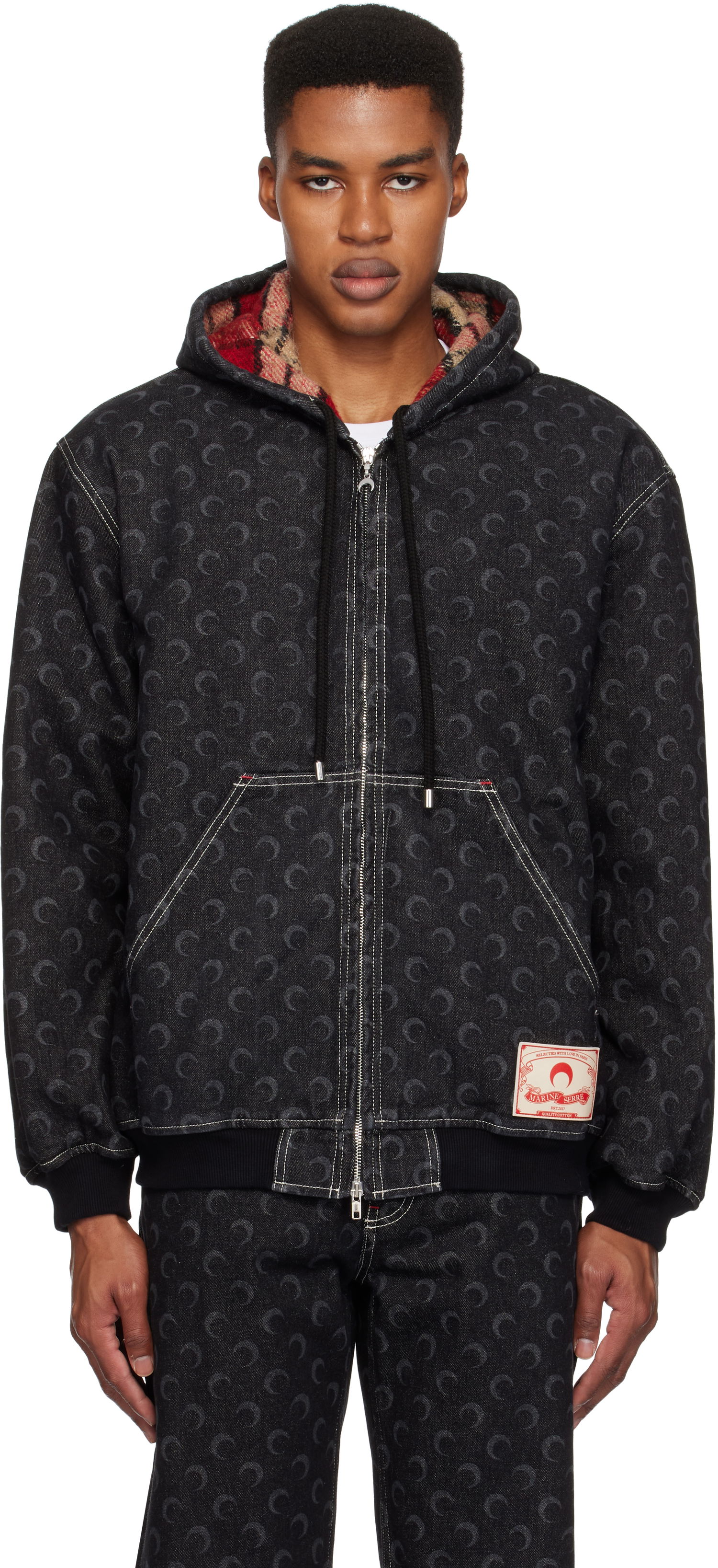 Mikina Marine Serre Padded Denim Jacket With Hood Čierna | MJA071A RDEN0001, 0