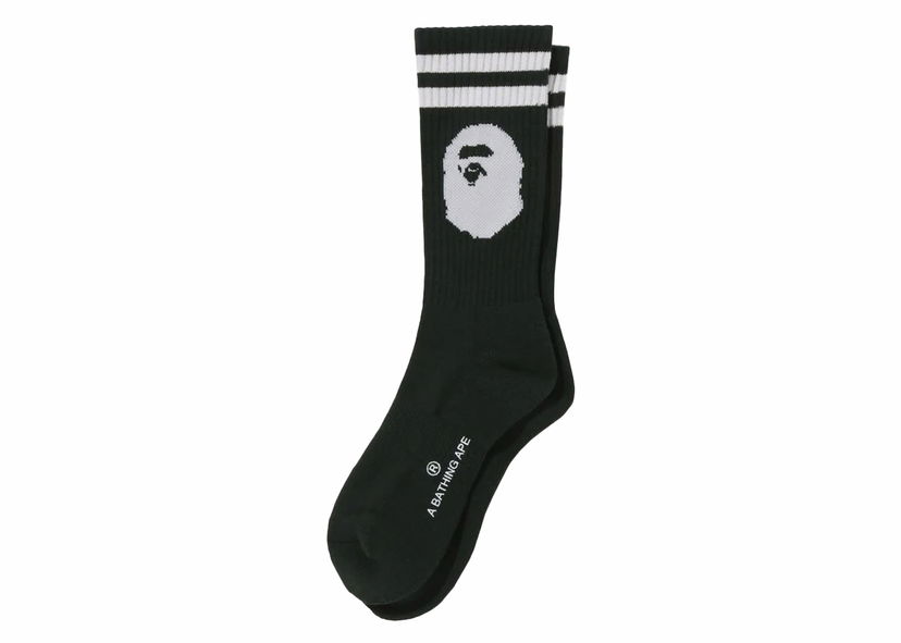Ponožky BAPE BAPE Ape Head Line Socks Olivedrab Čierna | 1J80-184-004