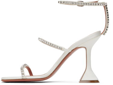 Tenisky a topánky Amina Muaddi Gilda Crystal-Embellished Satin Heeled Sandals Biela | GILDA SANDAL SATIN, 2