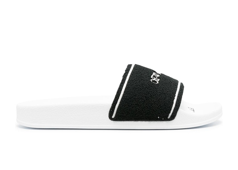 Tenisky a topánky Off-White Chenille Slide Logo Embroidered Black White Biela | OMIC001R21MAT0030110