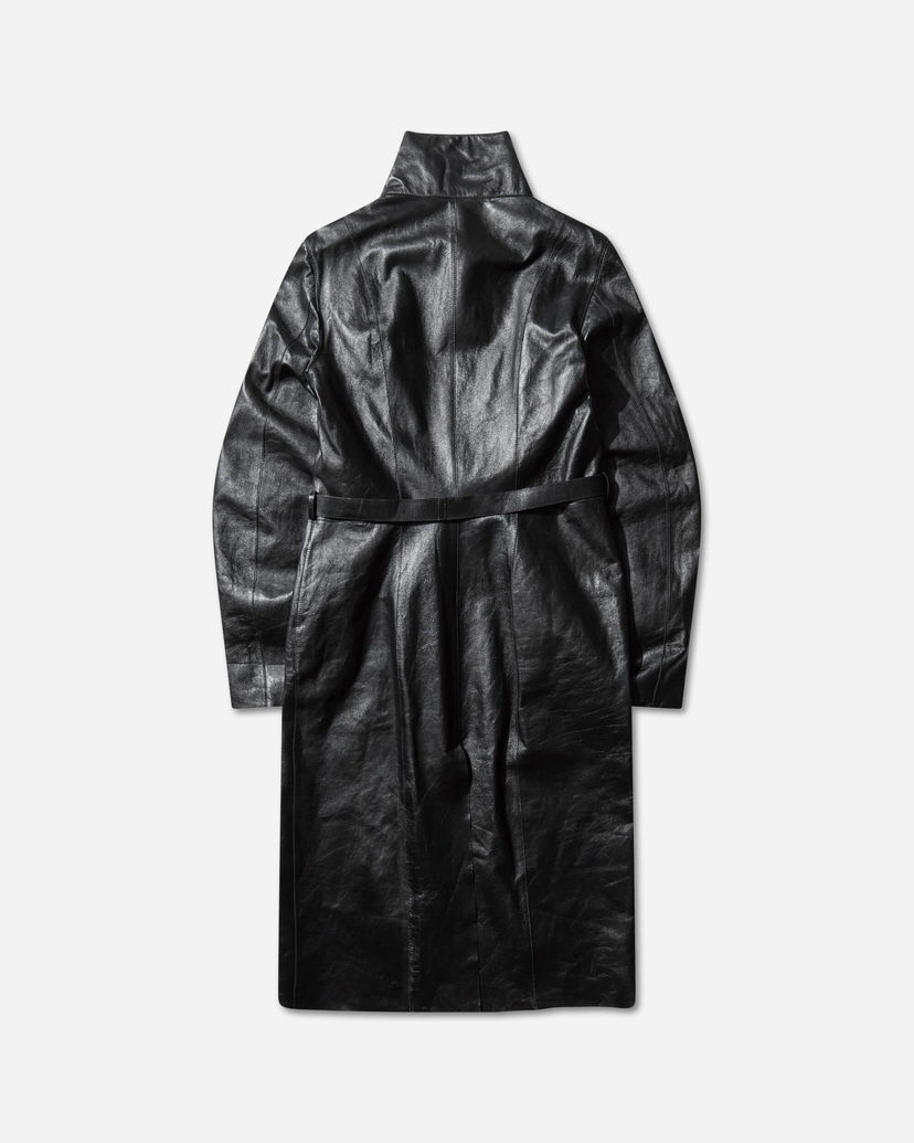 Trenčkot OUR LEGACY Leather Belted Concealed Coat Čierna | W4259CS 001