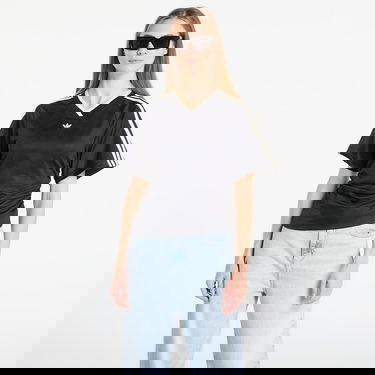 Tričko adidas Originals T-Shirt Rouched V-Neck Short Sleeve Čierna | KC9123, 0