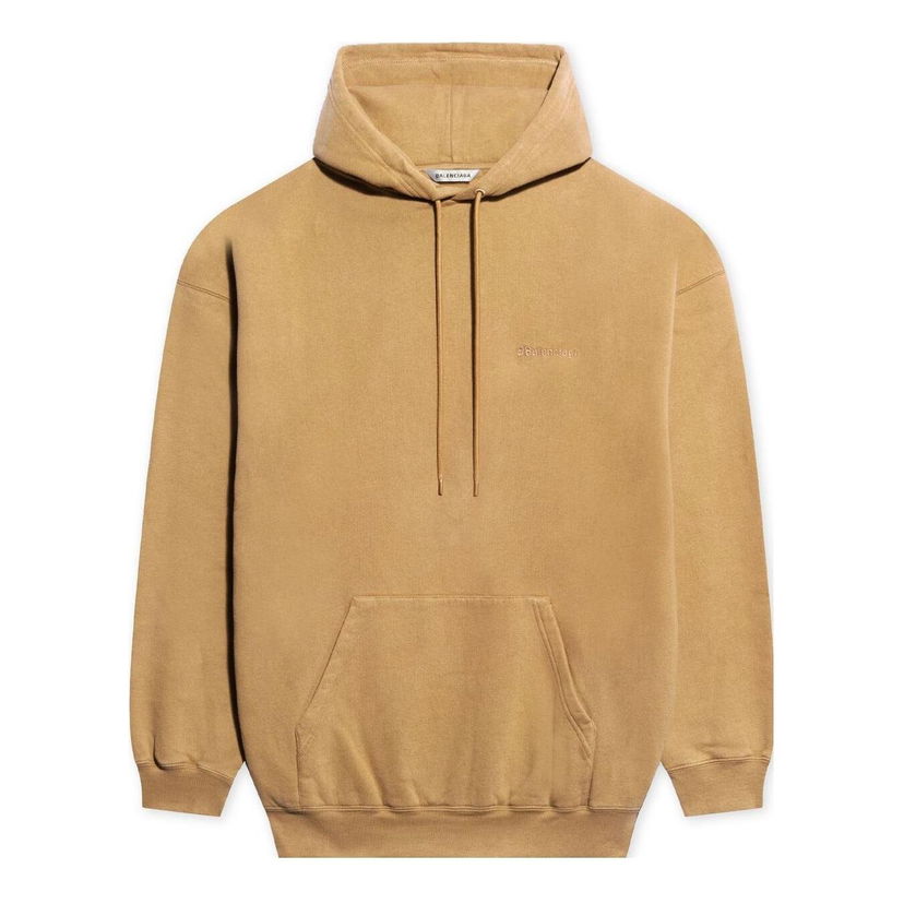 Mikina Balenciaga Chest Logo Embroidered Hoodie Béžová | 578135TJV859504