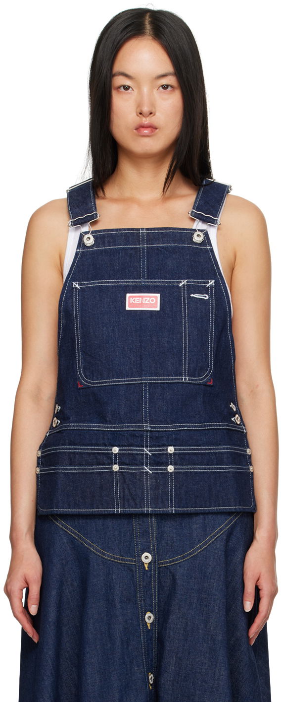 Tielko KENZO Paris Dungaree Denim Tank Top Navy | FD65DT1516B1, 0