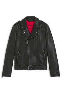 Regular-fit biker jacket in buffalo leather