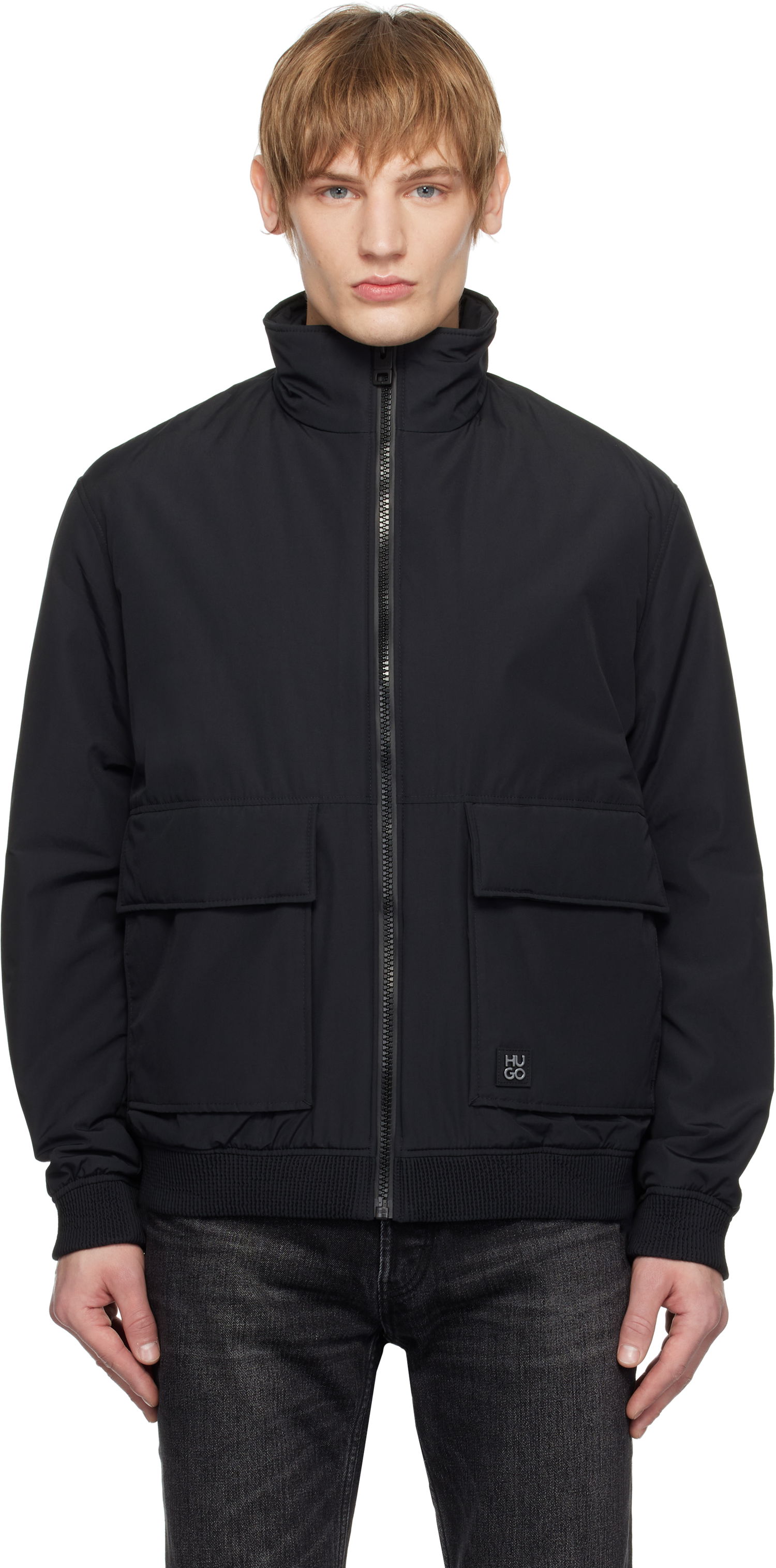 Bomber bunda BOSS Water-Repellent Bomber Jacket Čierna | 50530766, 0