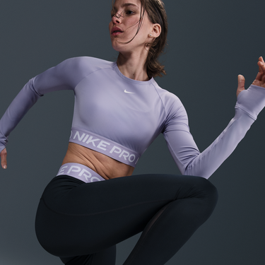 Crop Top Nike Pro Dri-FIT Long Sleeve Crop Top Fialová | FV5484-533, 4