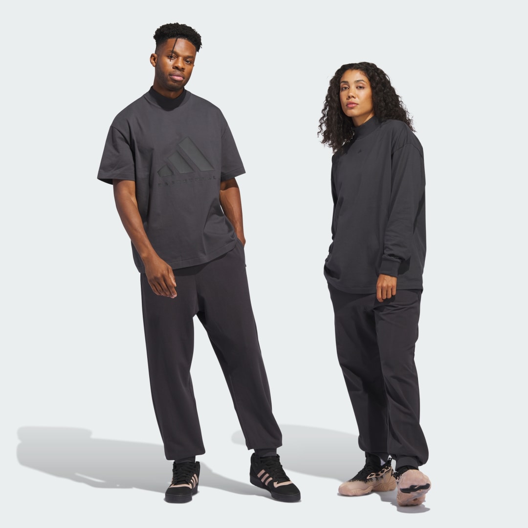 Nohavice a džínsy adidas Performance Basketball Brushed Čierna | IT2474, 0