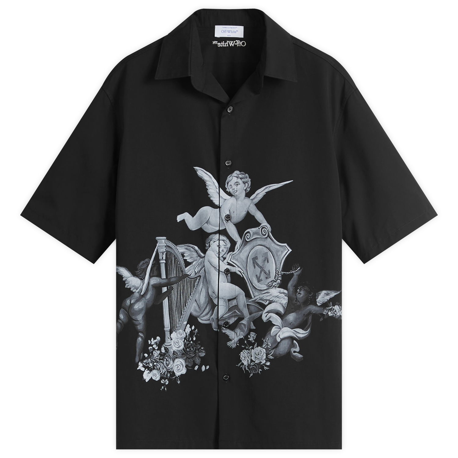 Košeľa Off-White Off-White Putti Poplin Bowling Shirt Čierna | OMGG013S25FAB0031001, 1