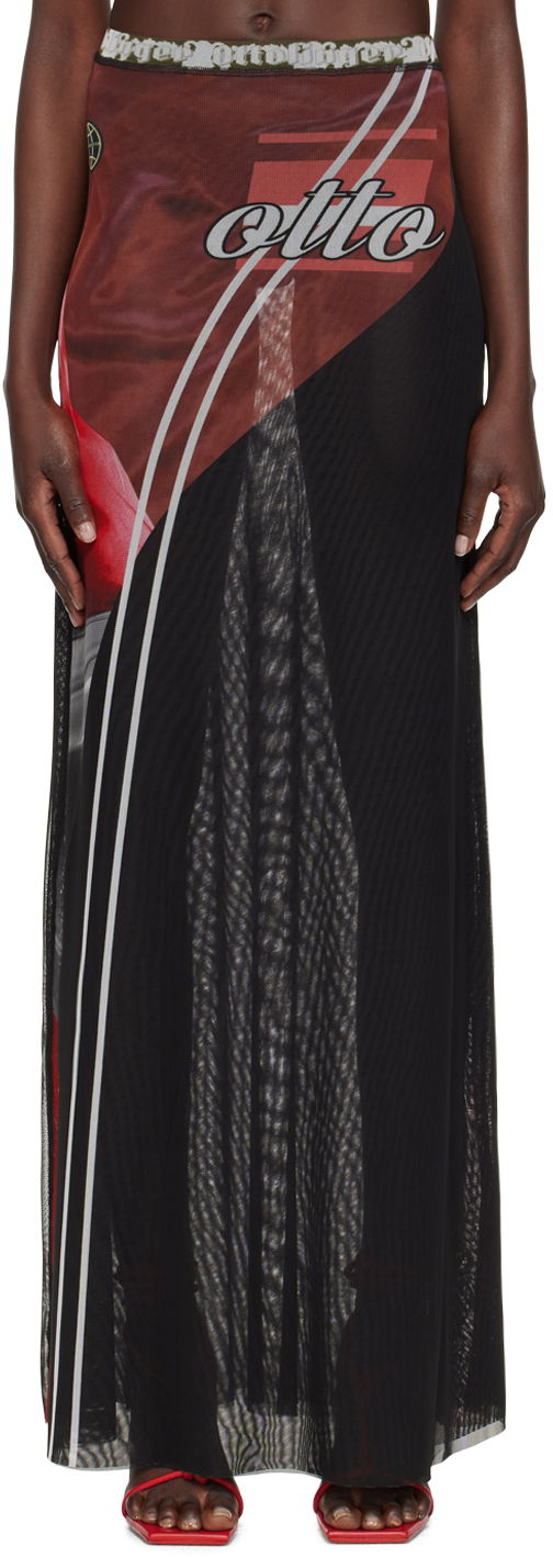 Sukňa Ottolinger Ottolinger Printed Mesh Maxi Skirt Čierna | 0101315