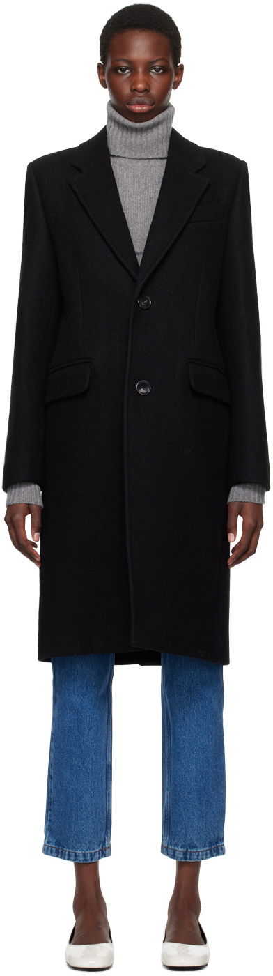 Kabáty AMI Paris Black Two-Button Coat Čierna | FCO010.WV0049, 0