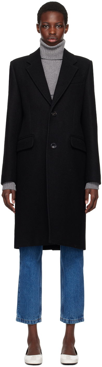 Kabáty AMI Paris Black Two-Button Coat Čierna | FCO010.WV0049