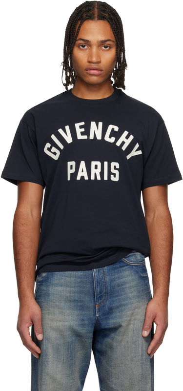 Tričko Givenchy Givenchy Paris Embroidery T-shirt Navy | BM71NK3YRS411, 0