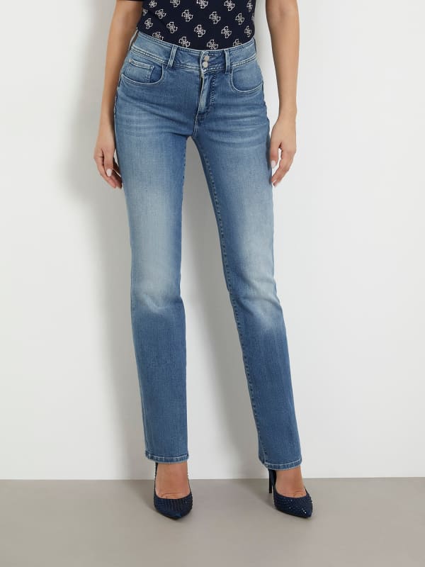 Džínsy GUESS High Rise Straight Denim Pant Navy | W4RA0VD4Q0E, 0