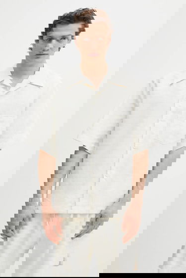 Košeľa Wales Bonner Wales Bonner Highlife Relaxed Fit Short Sleeve Bowling Shirt with Subtle Check Béžová | MS25SH08.VI02.0959, 0