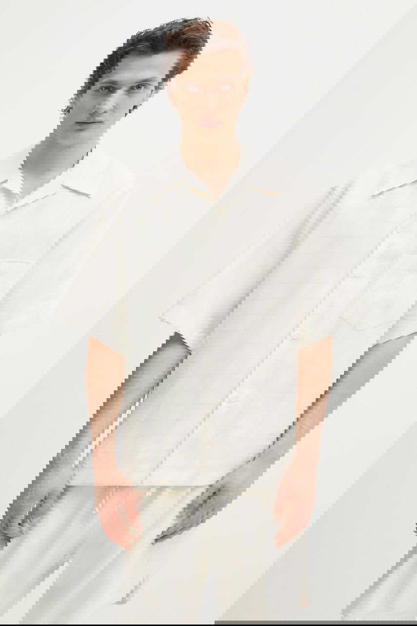 Košeľa Wales Bonner Wales Bonner Highlife Relaxed Fit Short Sleeve Bowling Shirt with Subtle Check Béžová | MS25SH08.VI02.0959, 0