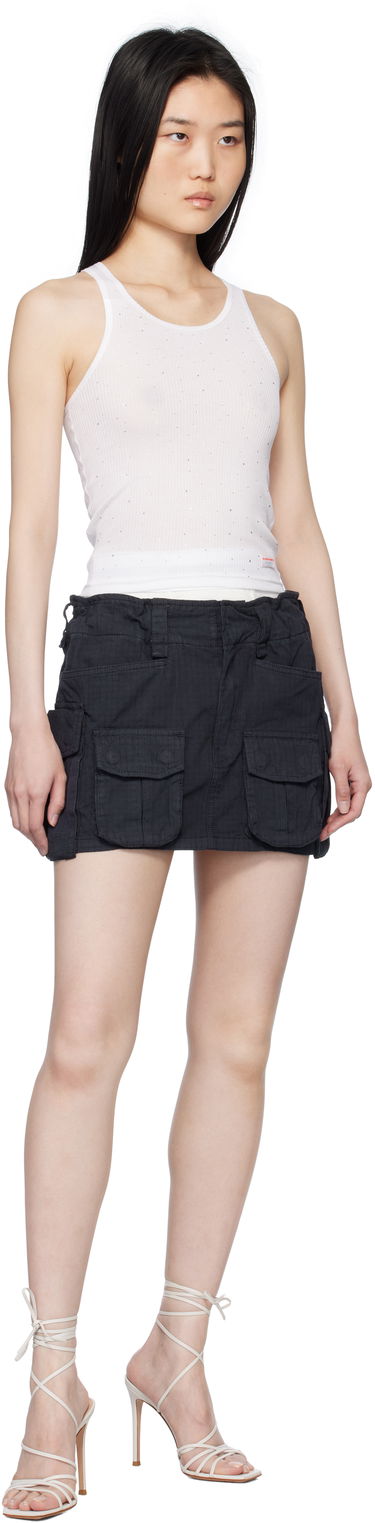 Tielko Alexander Wang White Crystal Hotfix Racer Tank Top Biela | WL001T, 4