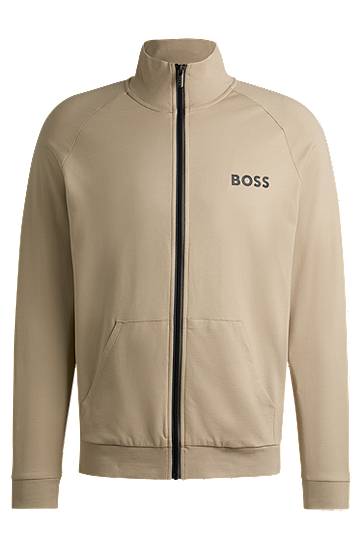Bunda BOSS BOSS Cotton-Terry Zip-Up Jacket Béžová | 50535823