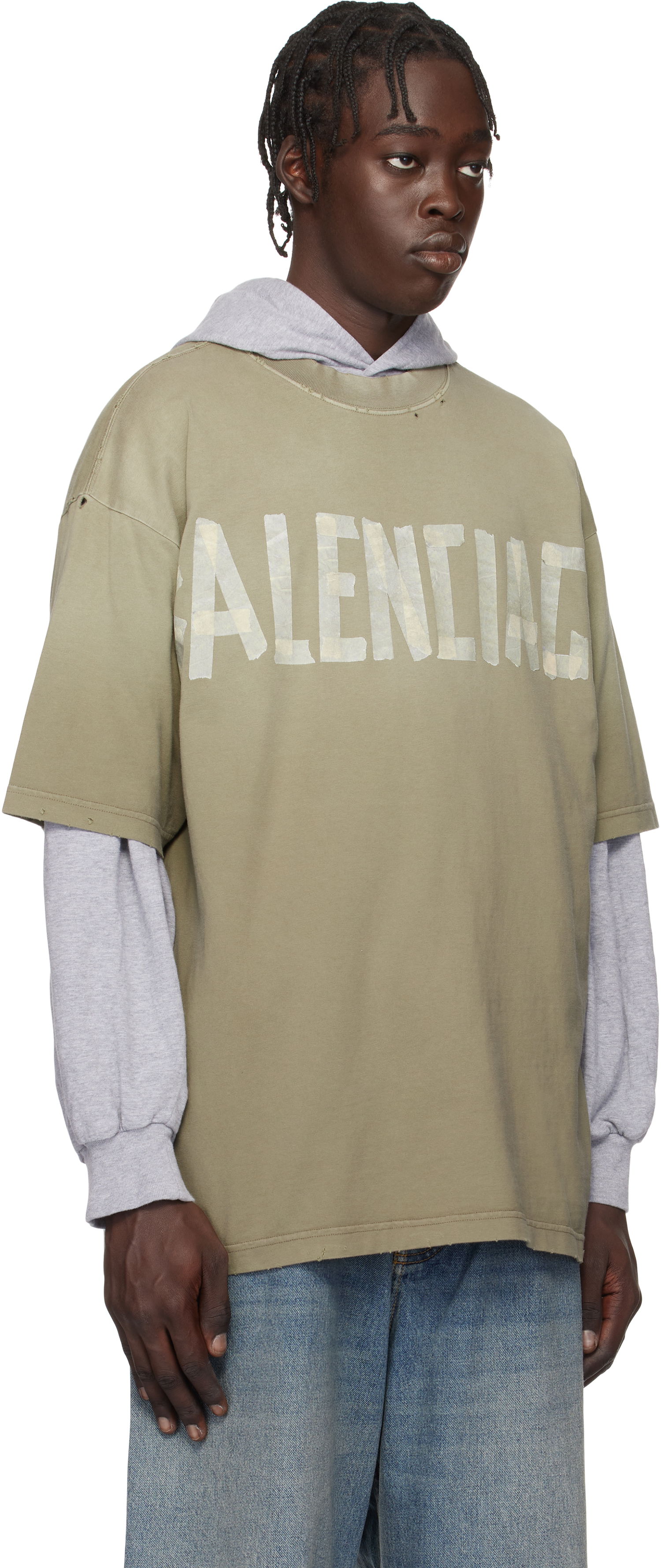 Tričko Balenciaga New Tape Type Medium Fit T-Shirt Zelené | 739784TOVA9, 1