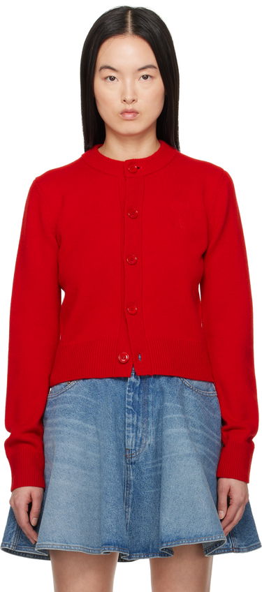 Sveter AMI AMI Paris Ami de Coeur Crewneck Wool Cardigan Červená | FKC171.KN0071, 0