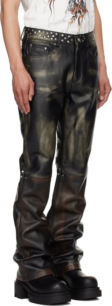 Nohavice a džínsy Who Decides War Who Decides War Ombre Studded Leather Pants Čierna | 1120890031SS25, 1