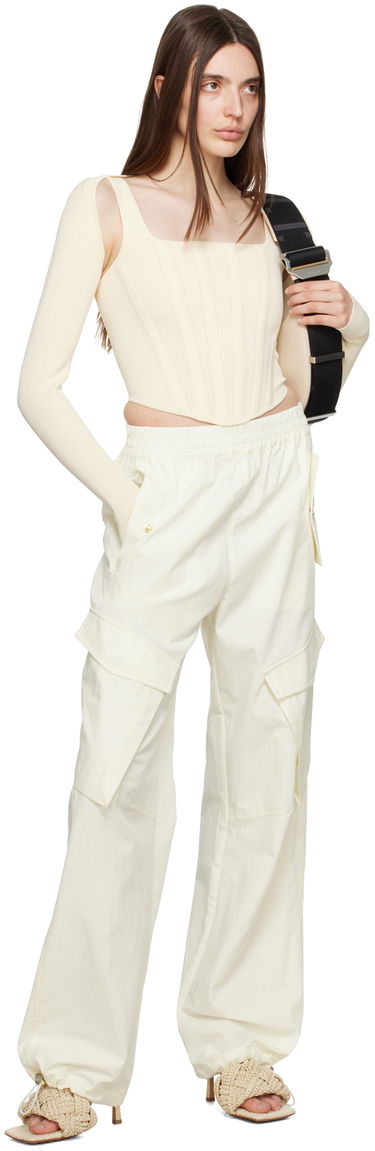 Tielko Dion Lee Pointelle Knit Long Sleeve Top Biela | A7460P23, 4