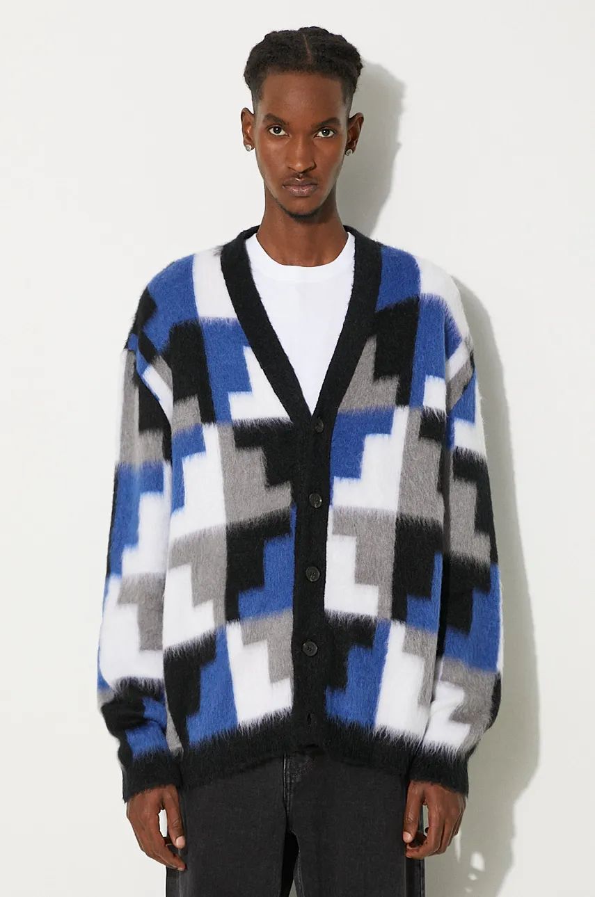 Sveter Marcelo Burlon AOP Damier Cross Knit Cardigan Šedá | CMHB001F24KNI0010645, 0