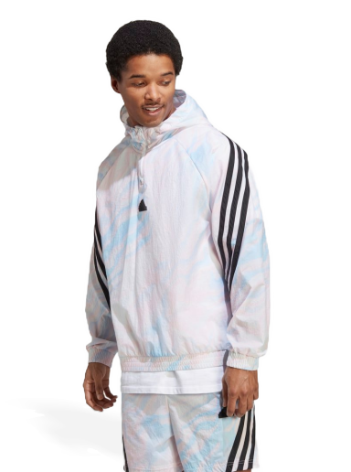 Mikina adidas Performance Future Icons Allover Print Hoodie Biela | IC3706