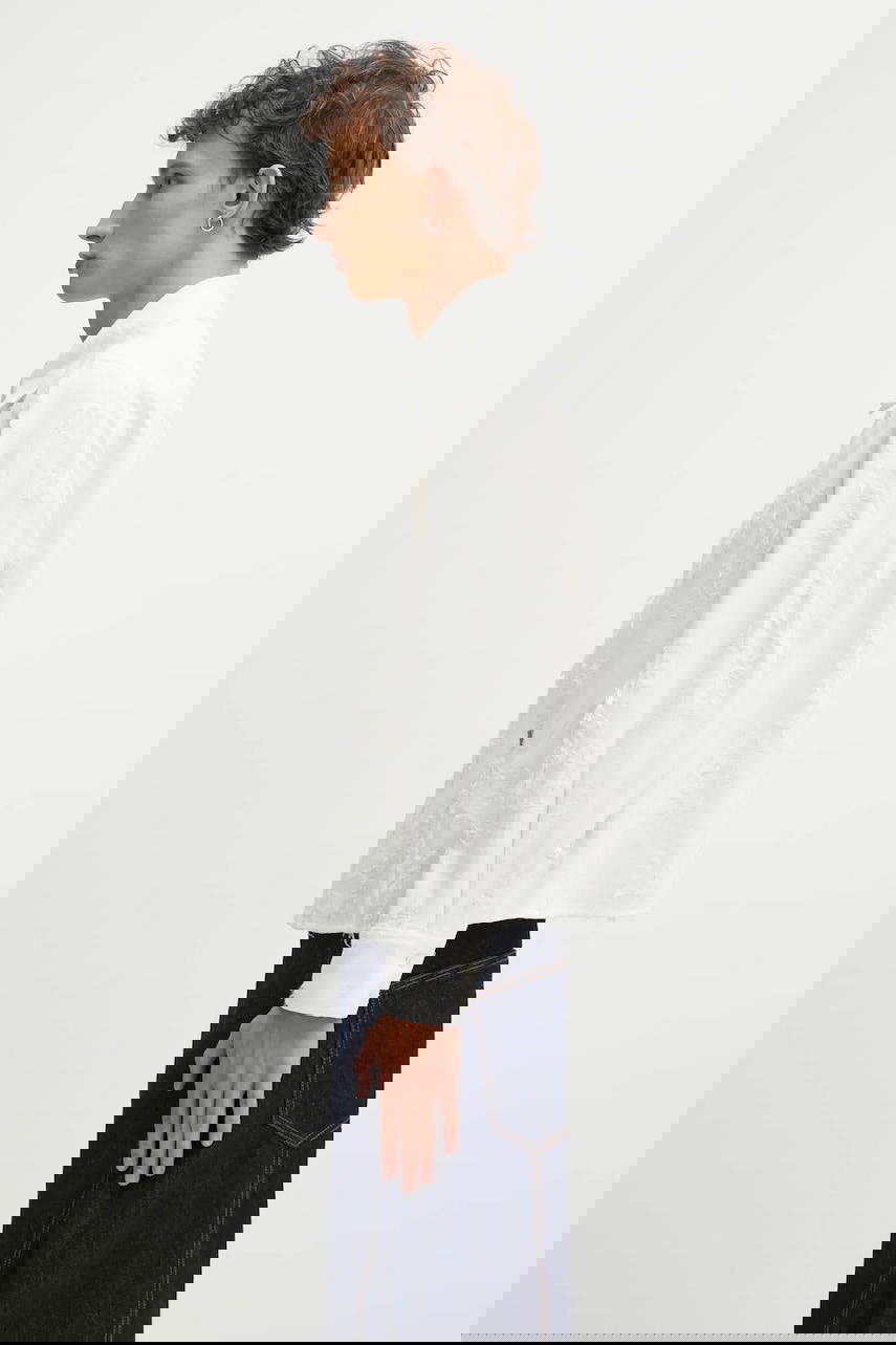 Košeľa ADER ERROR Distressed Linen Blend Regular Fit Classic Collar Shirt Biela | BO01FWSH0101OW, 1