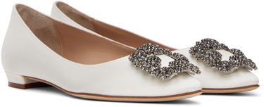 Starostlivosť o obuv Manolo Blahnik Manolo Blahnik Hangisiflat Ballerina Flats Biela | 9XX-0348, 3
