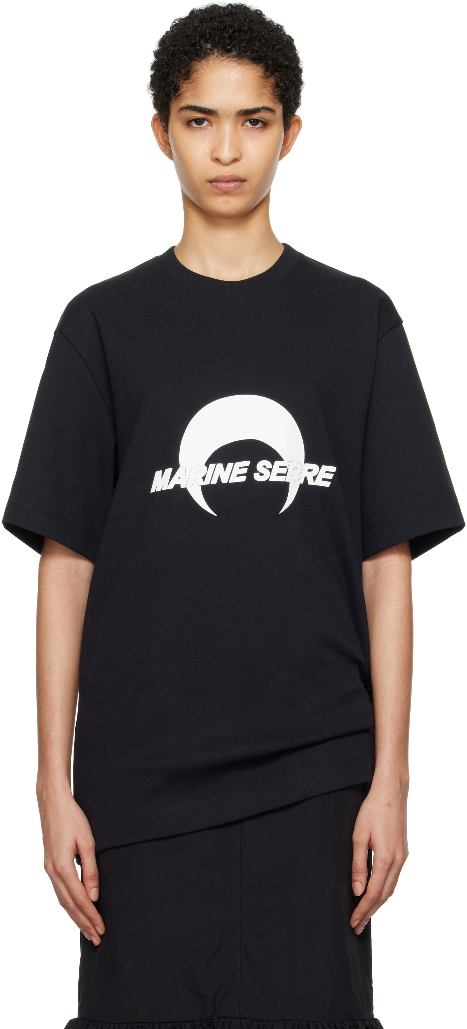 Tričko Marine Serre Cotton Jersey Loose Fit Graphic T-Shirt Čierna | UTT001A, 0