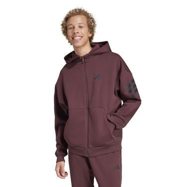 Mikina adidas Performance 3-Stripes Full-Zip Hoodie Vínová | JD4830, 1