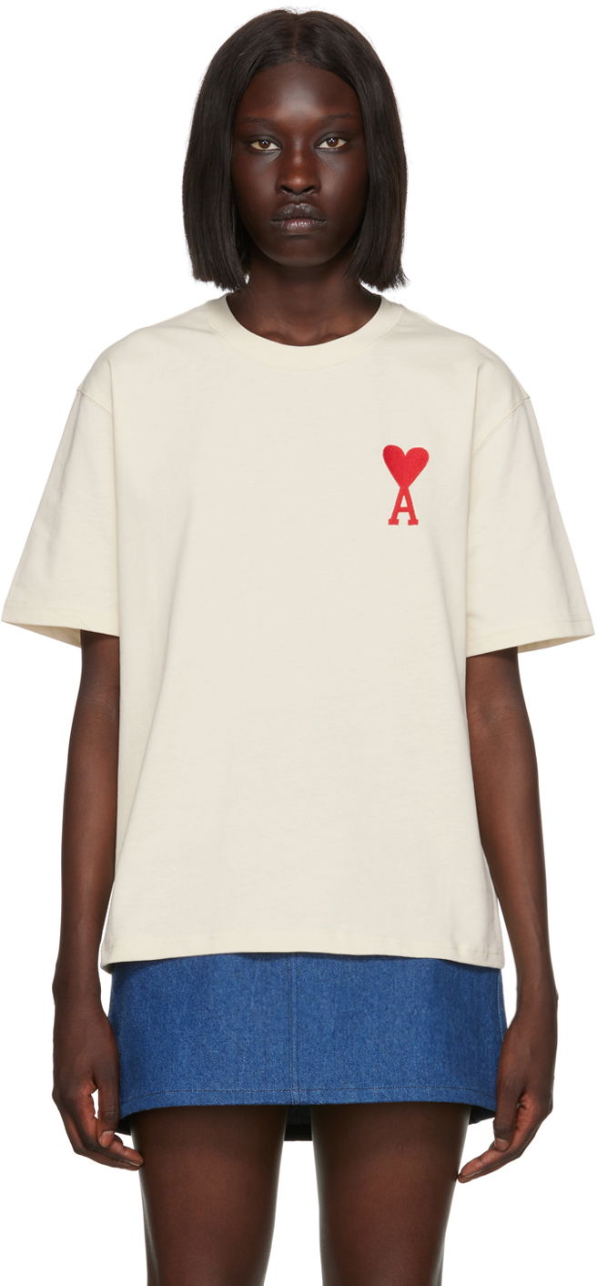 Tričko AMI SSENSE x T-Shirt Béžová | SPEUTS022.726, 0