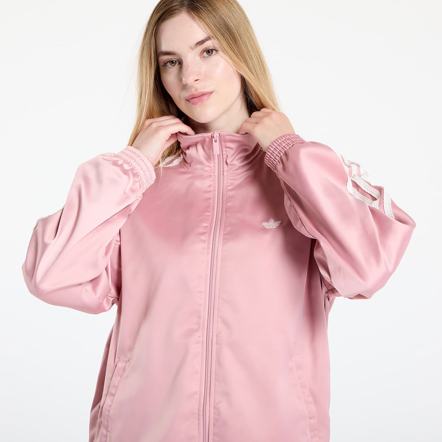 Bunda adidas Originals adidas Originals Satin Firebird Track Top Ruffle Ružová | KC8812, 1