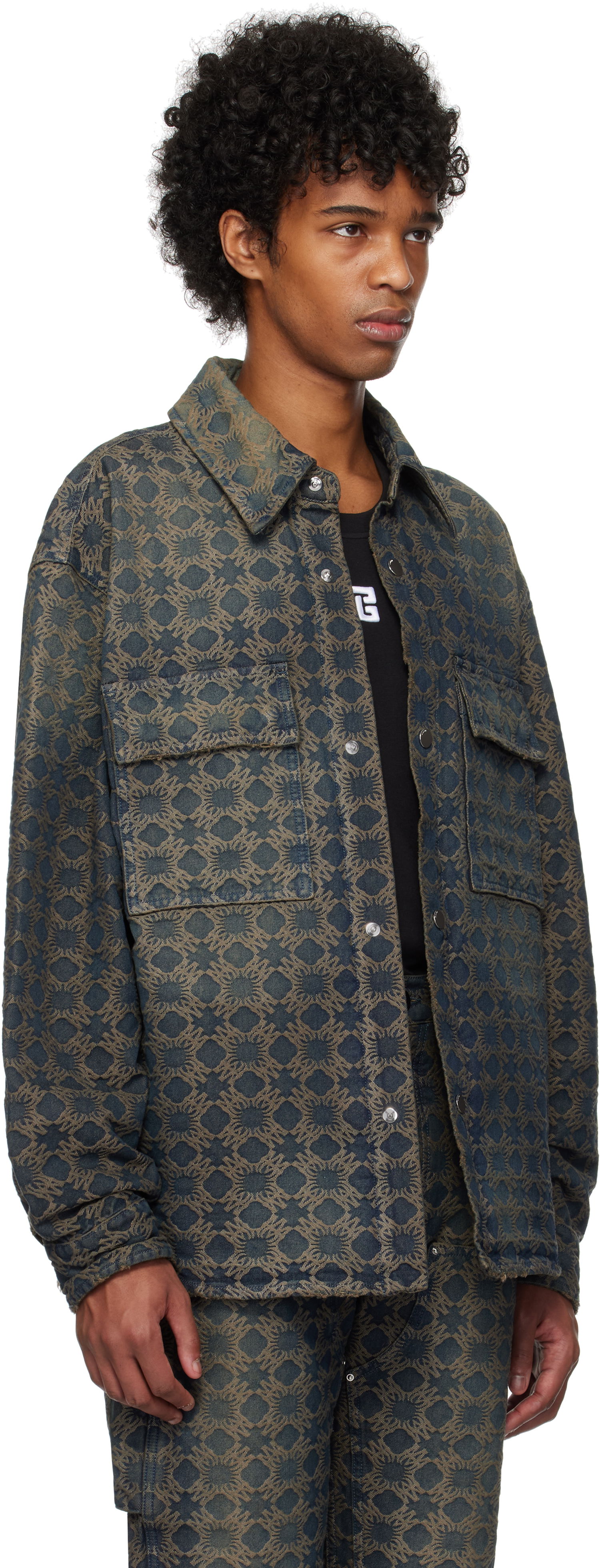 Bunda AMIRI AMIRI MA Quad Jacquard Denim Overshirt Modrá | AMDNOS1010, 1