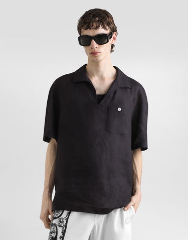 Tričko Dolce & Gabbana Dolce & Gabbana Men's Short-Sleeved Linen T-Shirt Čierna | G8ST0TFU4MHN0000, 1
