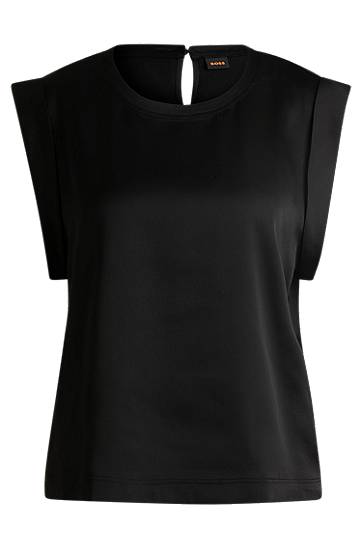 Tielko BOSS BOSS Hammered Satin Sleeveless T-Shirt Čierna | 50534865, 0