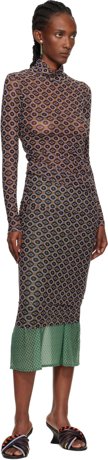 Sukňa Dries Van Noten Dries Van Noten Geometric Pattern Transparent Mesh Midi Skirt Rôznofarebný | 252-011123-2623, 3