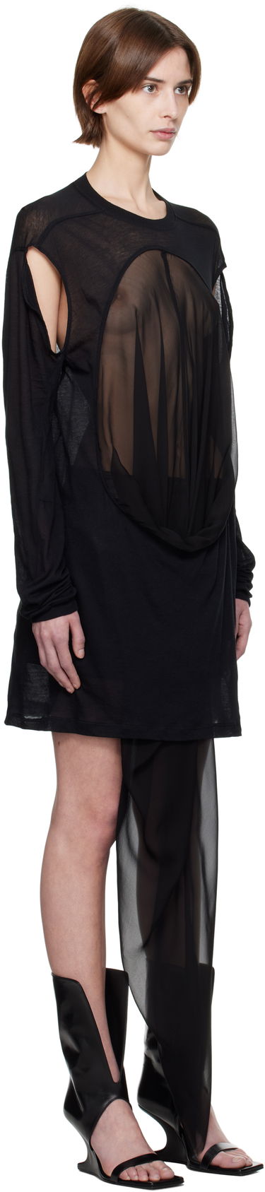 Šaty Rick Owens Rick Owens Draped Long Sleeve T-Shirt Béžová | RP01E7205 UCS, 4