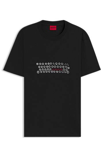 Tričko BOSS Cotton-jersey T-shirt with printed artwork Čierna | 50553755