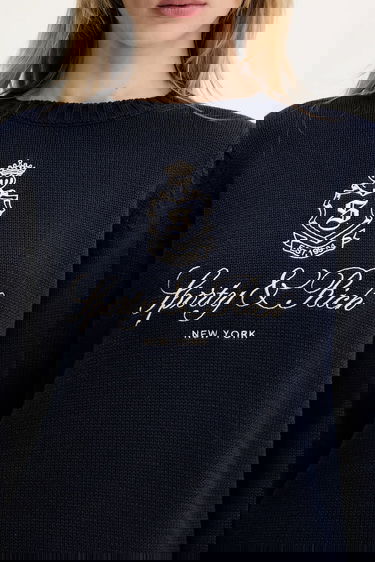 Sveter Sporty & Rich Sporty & Rich Vendome Knitted Sweater Navy | WS065606205BL106, 3