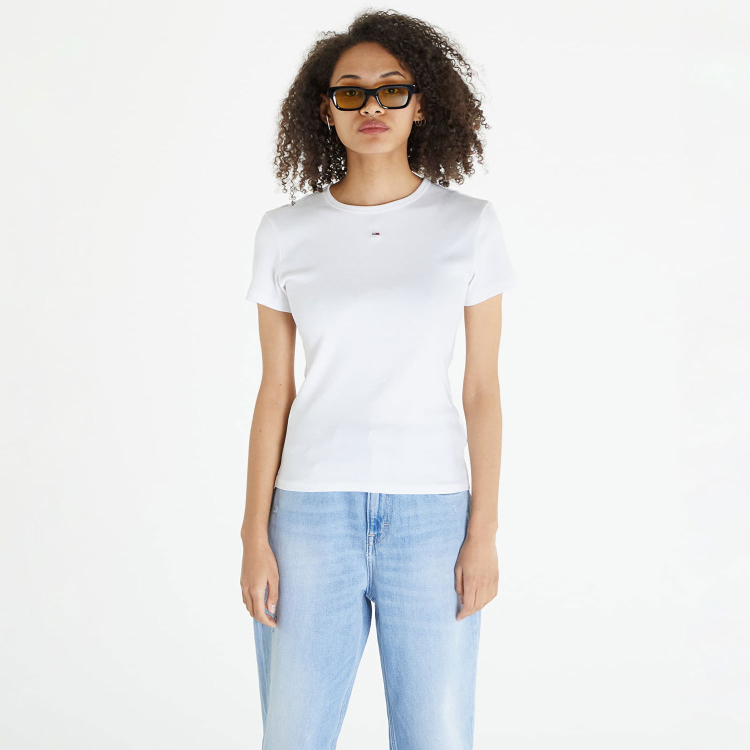 Tričko Tommy Hilfiger Tommy Jeans Slim Essential Rib Biela | DW0DW17383 YBR, 0