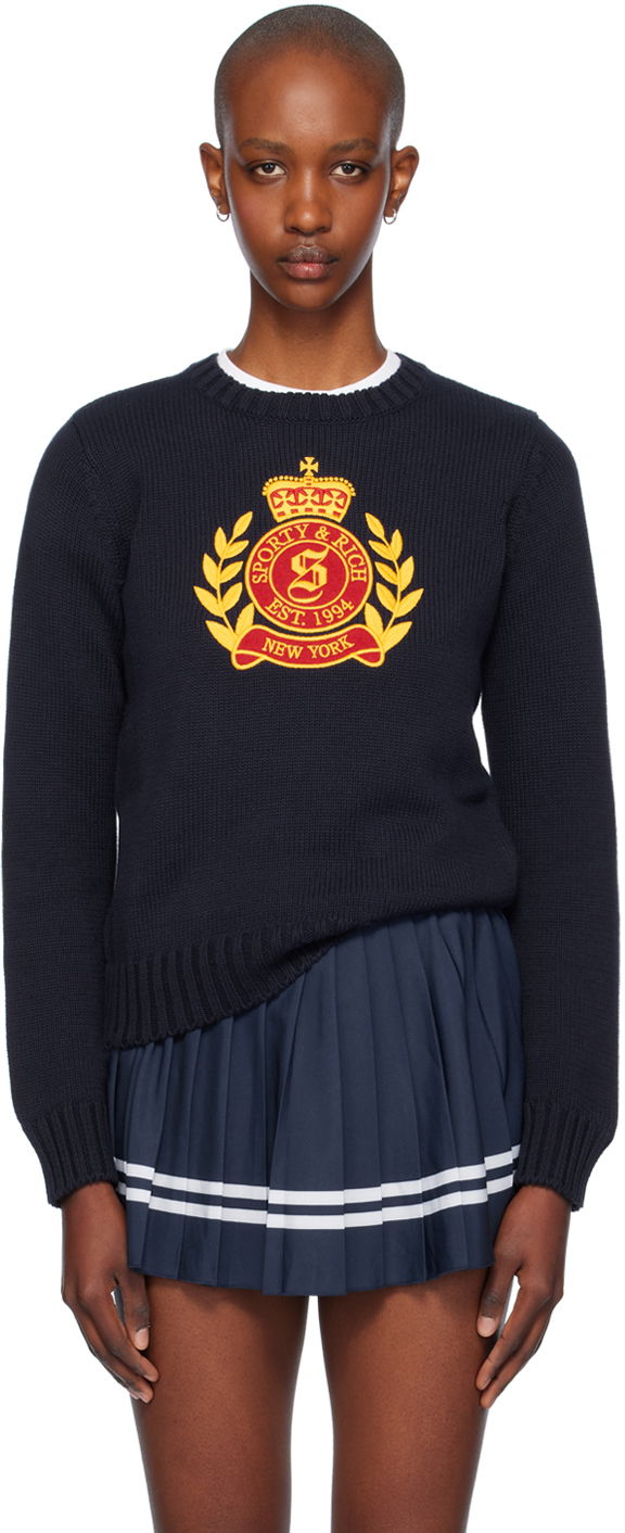 Crest Knitted Crewneck Sweater