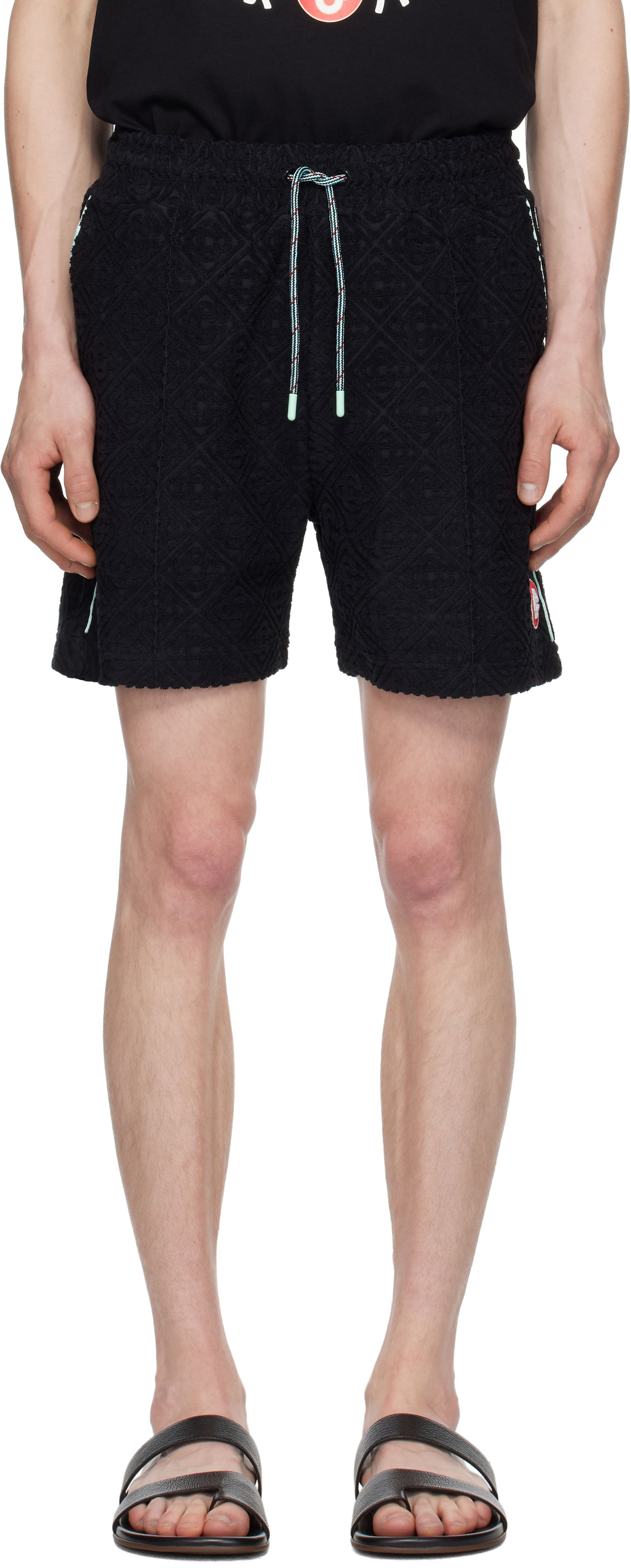 Šortky Casablanca Casablanca Monogram Jacquard Towelling Shorts Čierna | MPF25-JTR-271-02, 0